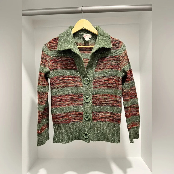 Caroll Sweaters - Vintage Les Tricots Caroll wool blend striped cardigan sweater made in Italy S